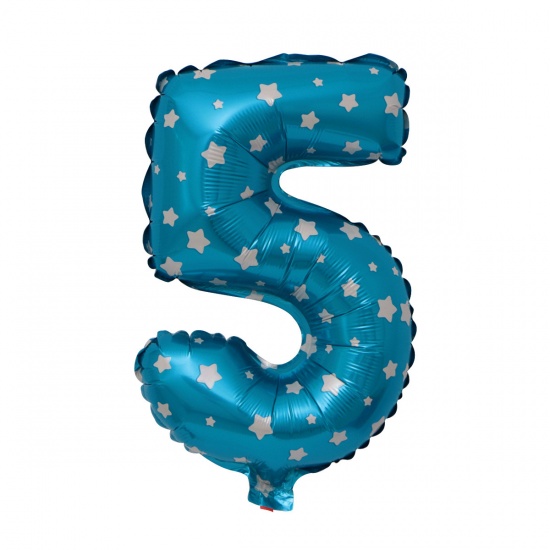 Immagine di Blue - Aluminium Foil Number " 5 " Balloon Birthday Party Decorations 40cm long, 1 Piece