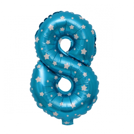 Immagine di Blue - Aluminium Foil Number " 8 " Balloon Birthday Party Decorations 40cm long, 1 Piece