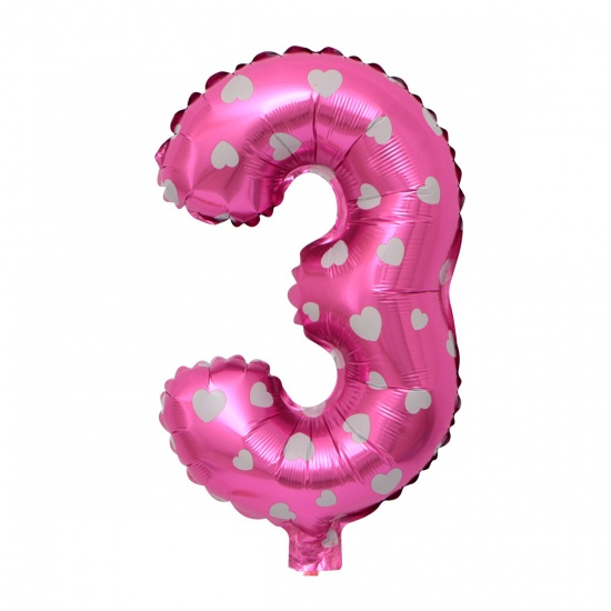 Immagine di Pink - Aluminium Foil Number " 3 " Balloon Birthday Party Decorations 40cm long, 1 Piece