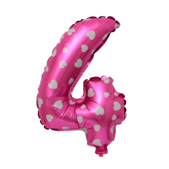 Immagine di Pink - Aluminium Foil Number " 4 " Balloon Birthday Party Decorations 40cm long, 1 Piece