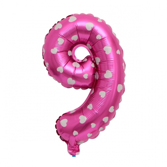 Immagine di Pink - Aluminium Foil Number " 9 " Balloon Birthday Party Decorations 40cm long, 1 Piece