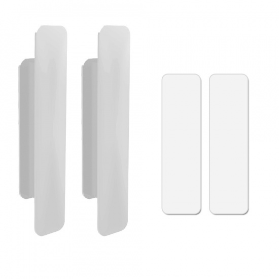 Picture of White - Plastic Self-adhesive Handles Pulls Knobs For Drawer Cabinet Furniture Hardware 108x23x18mm, 2 PCs