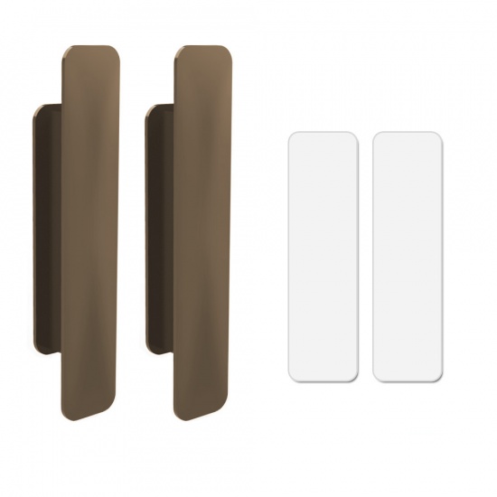 Immagine di Coffee - Plastic Self-adhesive Handles Pulls Knobs For Drawer Cabinet Furniture Hardware 108x23x18mm, 2 PCs