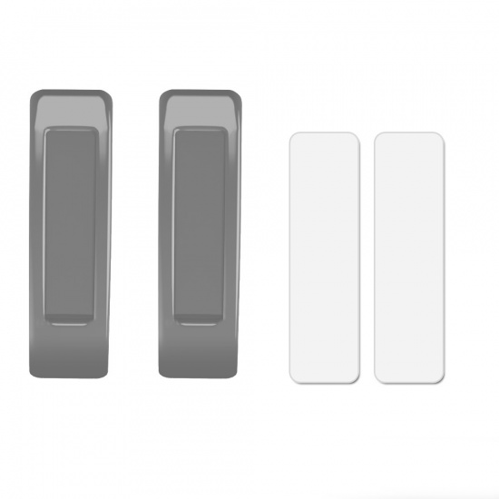 Bild von Grau - Kunststoff selbstklebende Griffe Griffe Knöpfe für Schubladenschrank Möbelbeschläge 11x3cm, 2 Stück