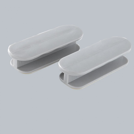 Immagine di Gray - Plastic Self-adhesive Handles Pulls Knobs For Drawer Cabinet Furniture Hardware 4x9cm, 1 Set（2 PCs/Set）