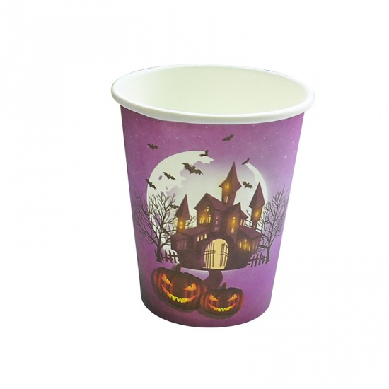 Picture of Purple - Castle Paper Cup Disposable Tableware Halloween Party Decorations 8.8x7.5cm, 1 Set（10 PCs/Set）