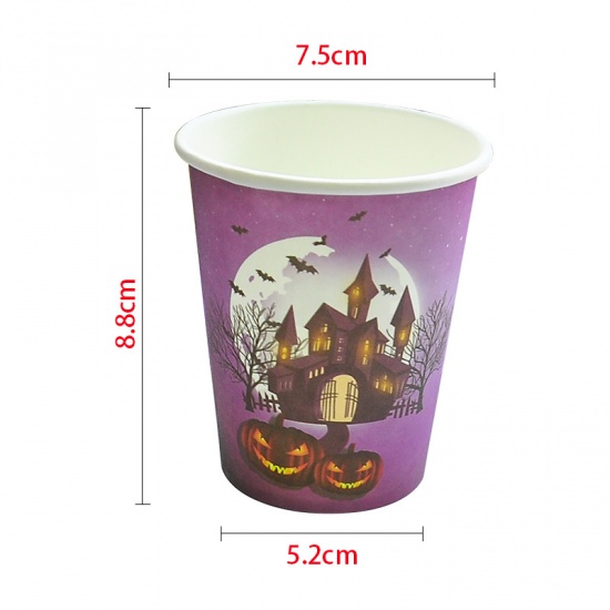 Picture of Purple - Castle Paper Cup Disposable Tableware Halloween Party Decorations 8.8x7.5cm, 1 Set（10 PCs/Set）