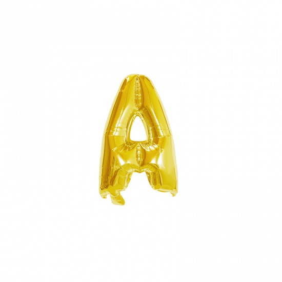 Immagine di Golden - Aluminium Foil Uppercase Letter " A " Alphabet Balloon Party Decorations 81cm long, 1 Piece