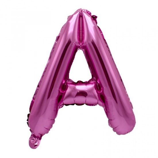 Immagine di Fuchsia - Aluminium Foil Uppercase Letter " A " Alphabet Balloon Party Decorations 81cm long, 1 Piece