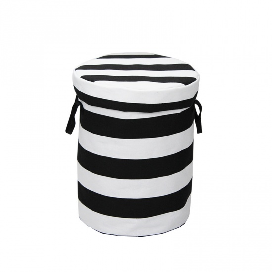 Picture of Black - Stripe Waterproof Foldable Portable Storage Bag Organizer For Toy Clean-Up Quickly 41x30cm, 1 Piece