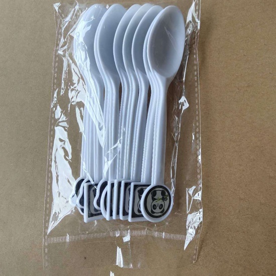 Immagine di Black & White - Panda Theme Plastic Spoon Disposable Tableware Birthday Party Decorations 17x3cm, 1 Set（10 PCs/Set）