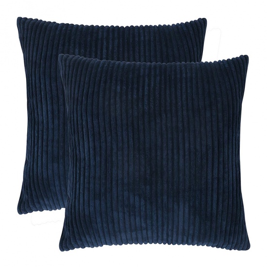 Picture of Black - 11# Solid Color Corduroy Square Pillowcase Home Textile 45x45cm, 1 Piece