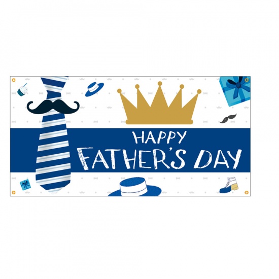 Picture of Blue - 3# Happy Father's Day Background Cloth Banner Party Decorations 90x180cm, 1 Piece