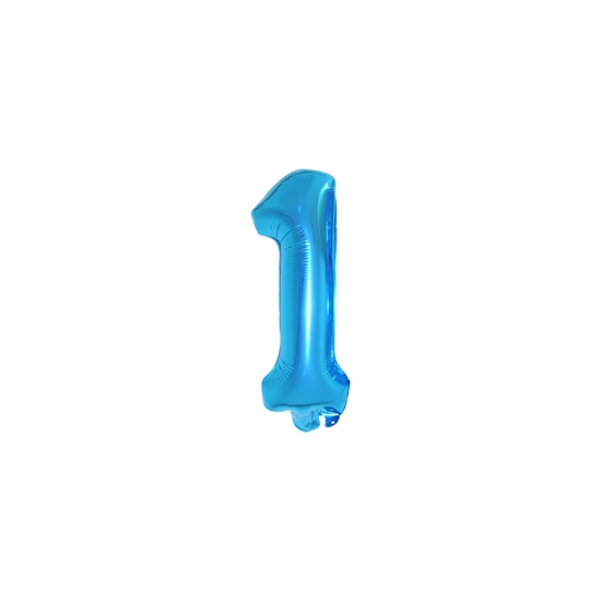 Immagine di Blue - Number " 1 " Aluminium Foil Balloon Birthday Party Decorations 40cm long, 1 Piece