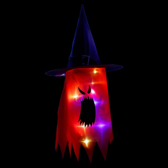 Picture of Red - 2# LED Light Ghost Wizard Hat Halloween Decorations Party Props 75x37cm, 1 Piece