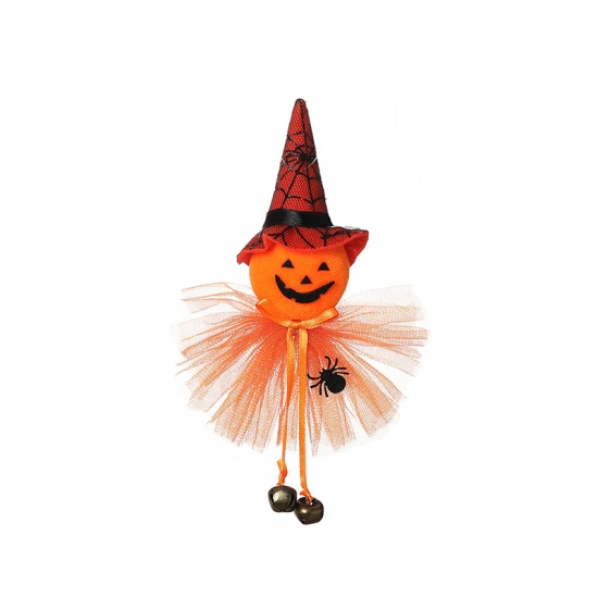 Picture of Orange - 1# Pumpkin Doll Halloween Hanging Decorations Party Props 18x13x5cm, 1 Piece