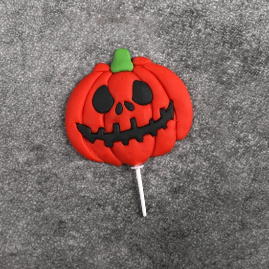 Immagine di Orange-red - 7# Halloween Polymer Clay Cake Picks Decorations Party Props 8.8x6.6cm, 1 Piece