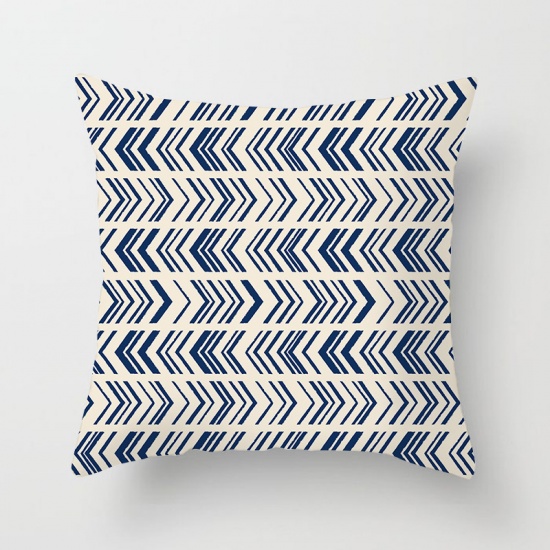 Picture of Navy Blue - 27# Printed Peach Skin Fabric Square Pillowcase Home Textile 44x44cm, 1 Piece