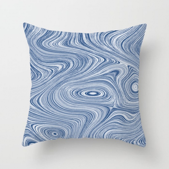 Picture of Navy Blue - 29# Printed Peach Skin Fabric Square Pillowcase Home Textile 44x44cm, 1 Piece