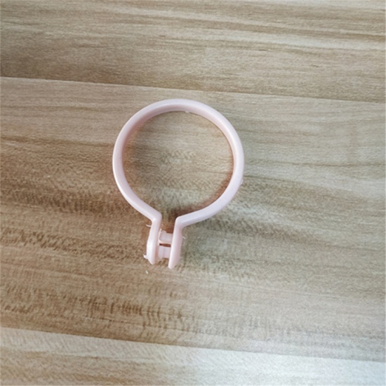 Picture of Peachy Beige - Plastic Open Ring Curtain Hanging Hooks Accessories For Decorative Drapery Window Curtain 40mm Dia., 50 PCs