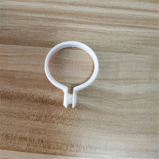 Picture of White - Plastic Open Ring Curtain Hanging Hooks Accessories For Decorative Drapery Window Curtain 40mm Dia., 50 PCs