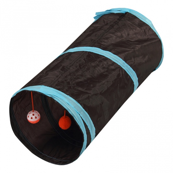 Immagine di Black - Cat Tunnel Interactive Pet Toy Collapsible Durable Portable Tear-Resistant Keep Your Pets Stimulated Active And Happy 50x25cm, 1 Piece