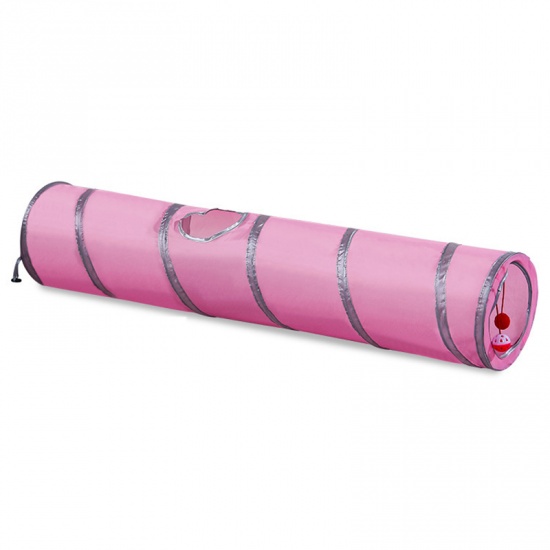 Picture of Pink - Cat Tunnel Interactive Pet Toy Collapsible Durable Portable Tear-Resistant Keep Your Pets Stimulated Active And Happy 120x25cm, 1 Piece