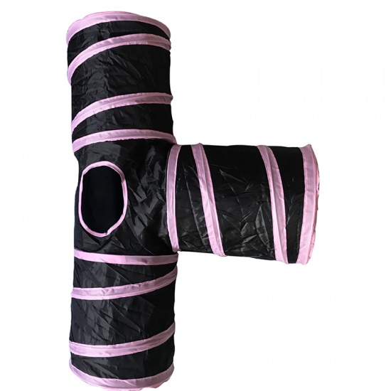 Immagine di Pink - Cat Tunnel 3 Way Interactive Pet Toy Collapsible Durable Portable Tear-Resistant Keep Your Pets Stimulated Active And Happy 80x25cm, 1 Piece