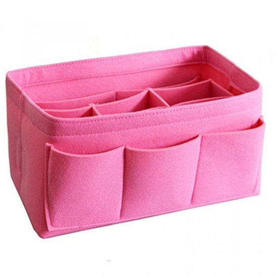 Picture of Pink - Felt Multiple Grids Storage Bag For Cosmetic Sundries 40x16x20cm, 1 Piece