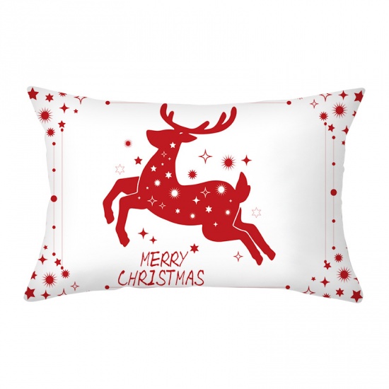 Imagen de Red - 13# Christmas Printed Peach Skin Fabric Rectangle Pillowcase Home Textile 30x50cm, 1 Piece