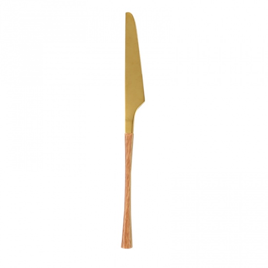 Immagine di Golden - 430 Stainless Steel Wood Grain Flatware Cutlery Tableware Knife 23cm long, 1 Piece