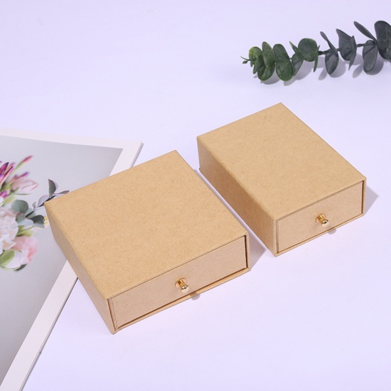 Immagine di Carta Regalo di Gioielli Scatola di Gioielli Cachi 10cm x 10cm x 3.5cm , 1 Pz
