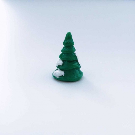 Picture of Green - 15# Christmas Tree Snowscape Resin Micro Landscape Miniature Decoration 2.5x1.5cm, 3 PCs