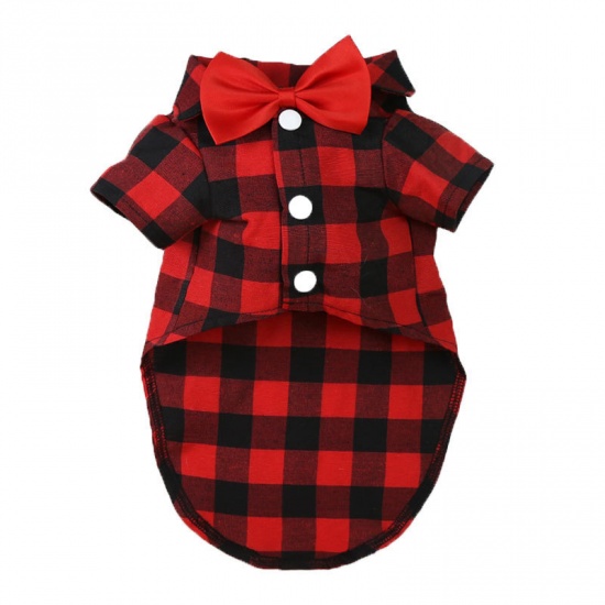 Immagine di Red & Black - XS Bow Tie Plaid Shirt Dog Pet Clothes, 1 Piece