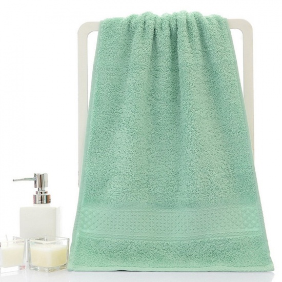 Immagine di Green - Cotton Soft Plush Towel Solid Color Highly Absorbent 34x74cm, 1 Piece