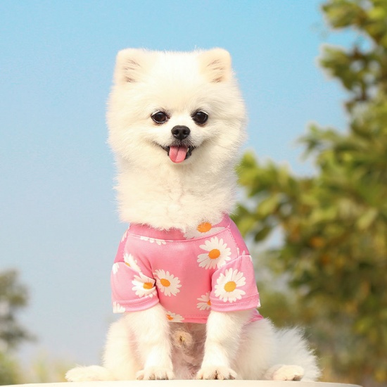 Immagine di Pink - L Summer Daisy T-shirt Dog Pet Clothes, 1 Piece