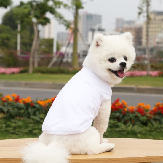 Immagine di White - M Summer Cotton Vest Pet Clothes For Cat Dog Solid Color, 1 Piece