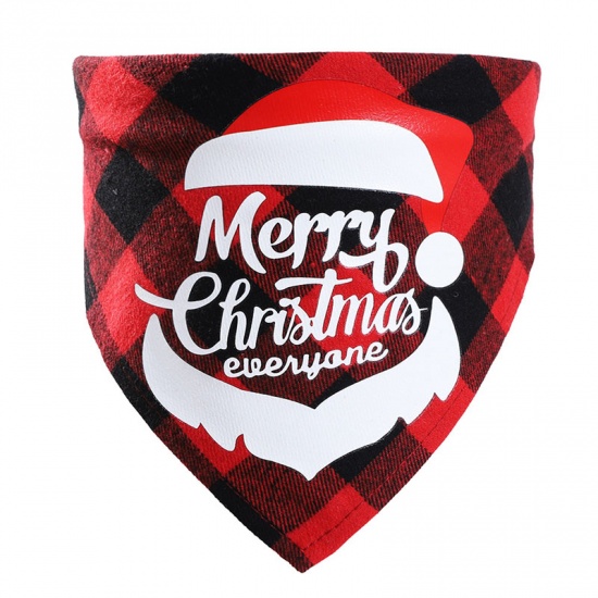 Immagine di Red - 5# Christmas Cotton Plaid Pet Saliva Towel Bib Triangle Scarf 42x42x60cm, 1 Piece