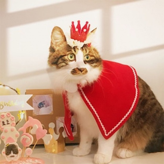 Picture of Red - L Christmas Cloak Pet Cat Dog Clothes New Year Dress Up Cosplay Costume, 1 Piece