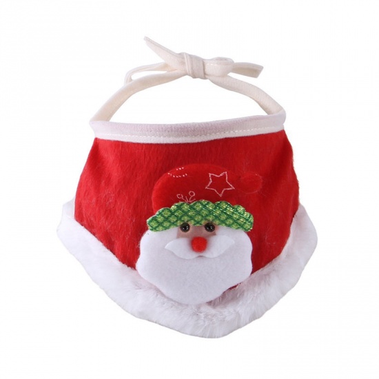 Immagine di Red - L Christmas Santa Claus Bib Collar Pet Cat Dog Clothes New Year Dress Up Cosplay Costume, 1 Piece