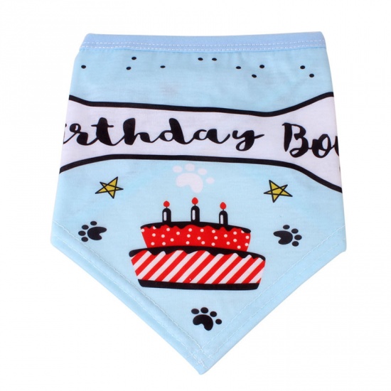 Bild von Blau - 4# Happy Birthday Dog Speichel Handtuchkragen Schal Haustierzubehör 80x22cm, 1 Stück
