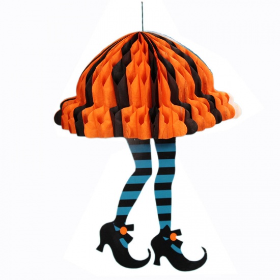 Image de Orange - Ornements de décoration à suspendre pour fête à la maison Jupe Halloween Talons Hauts en Papier 30x23cm, 1 Pièce