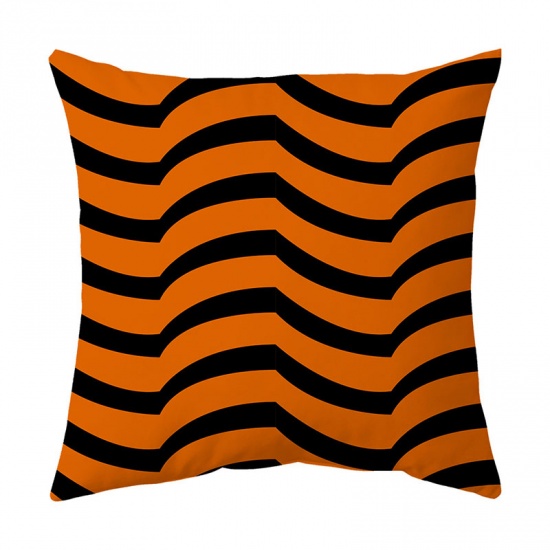 Picture of Orange - 13# Halloween Printed Velvet Square Pillowcase Home Textile 45x45cm, 1 Piece