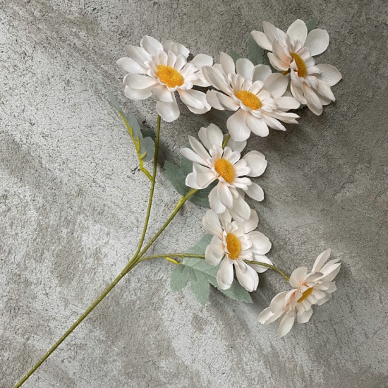 Image de Champagne - 8 # Fleur De Chrysanthème Artificielle en Faux Soie Arrangement floral Décoration de la maison 60 cm de long, 1 Pièce