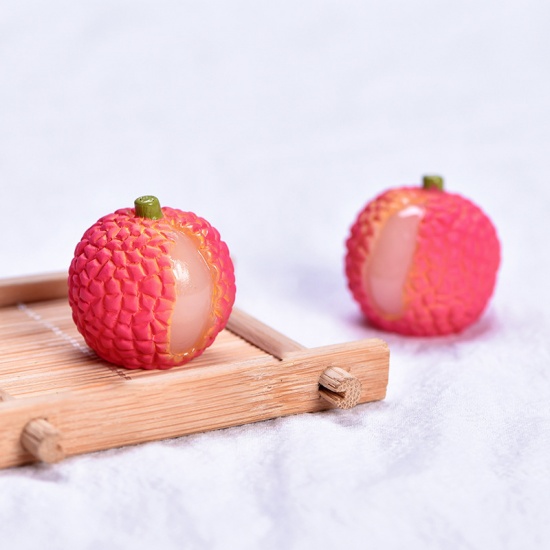 Picture of Red - 1# Litchi Fruit Resin Micro Landscape Miniature Decoration 3x3cm, 1 Piece