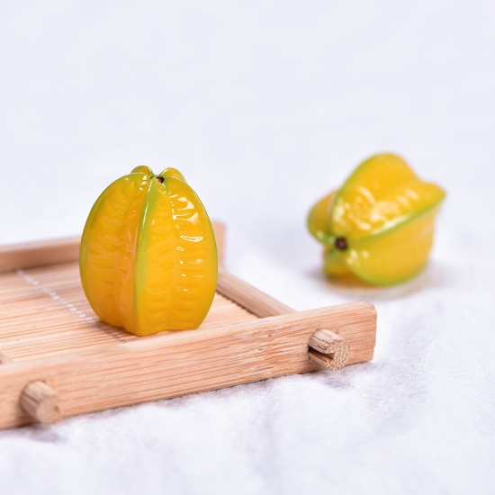 Picture of Yellow - 3# Carambola Fruit Resin Micro Landscape Miniature Decoration 3x2.5cm, 1 Piece
