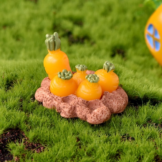 Picture of Orange - 6# Carrot Rabbit Bunny Paradise Resin Micro Landscape Miniature Decoration 3.6x2cm, 1 Piece