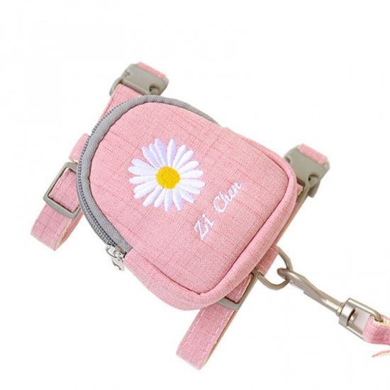 Immagine di Pink - S Embroidery Daisy Pet Chest Strap Leash Rope With Backpack Pet Supplies, 1 Piece