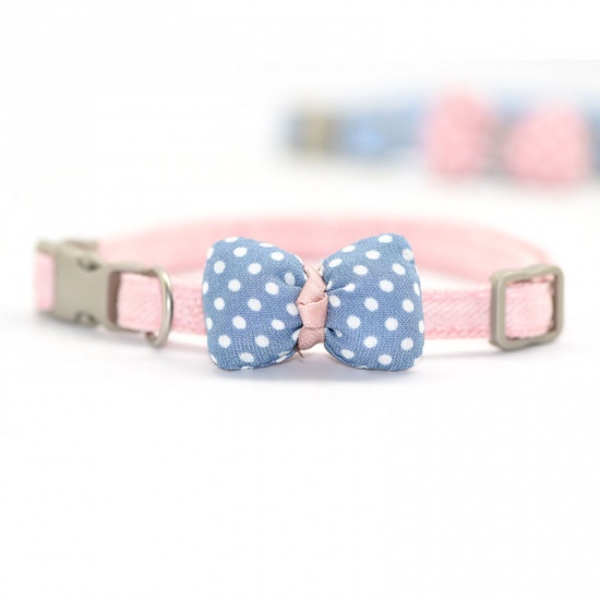 Immagine di Pink - M Polyester Dot Bowknot Adjustable Dog Collar Pet Supplies, 1 Piece