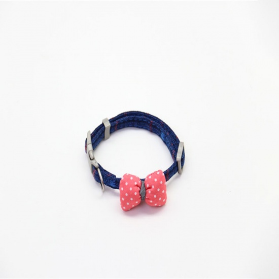 Immagine di Dark Blue - S Polyester Dot Bowknot Adjustable Dog Collar Pet Supplies, 1 Piece